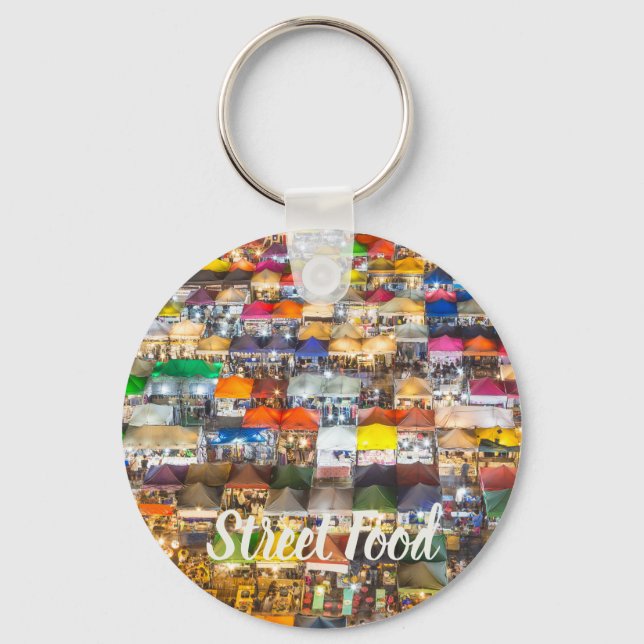 Street Food Market Rod Fai Bangkok Thailand Keychain (Front)
