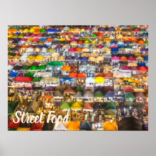 Street Food Market Rod Fai Bangkok Thailand Poster