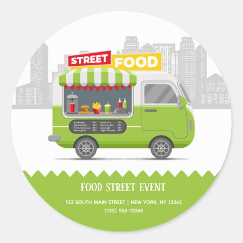 Street food truck classic round sticker