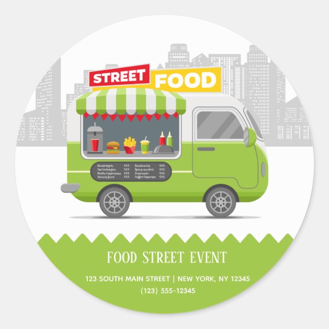 Street food truck classic round sticker (Front)