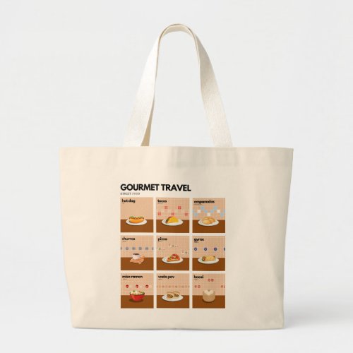 Street foods from the world large tote bag
