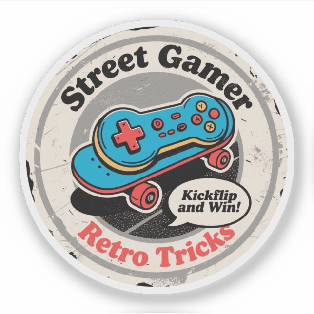 Street Gamer Retro Tricks Skate Controller Sticker (Front)