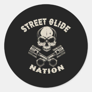 Street Glide Nation Biker Motorcycle Motocycles Classic Round Sticker