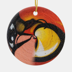 Street Graffiti Red Yellow Black Colorful Ceramic Ornament