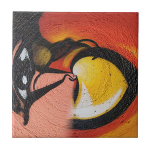 Street Graffiti Red Yellow Black Colorful Ceramic Tile