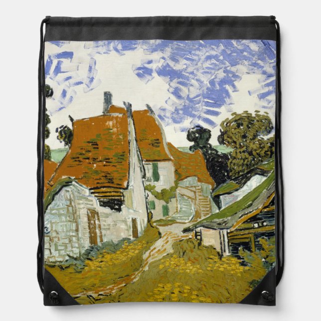Street in Auvers-sur-Oise Vincent  van Gogh      Drawstring Bag (Front)