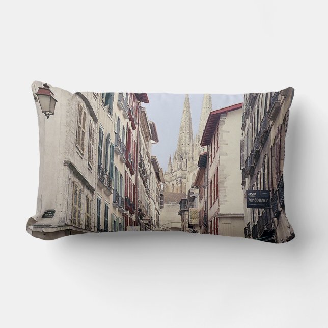 Street in Bayonne Lumbar Pillow (Front)