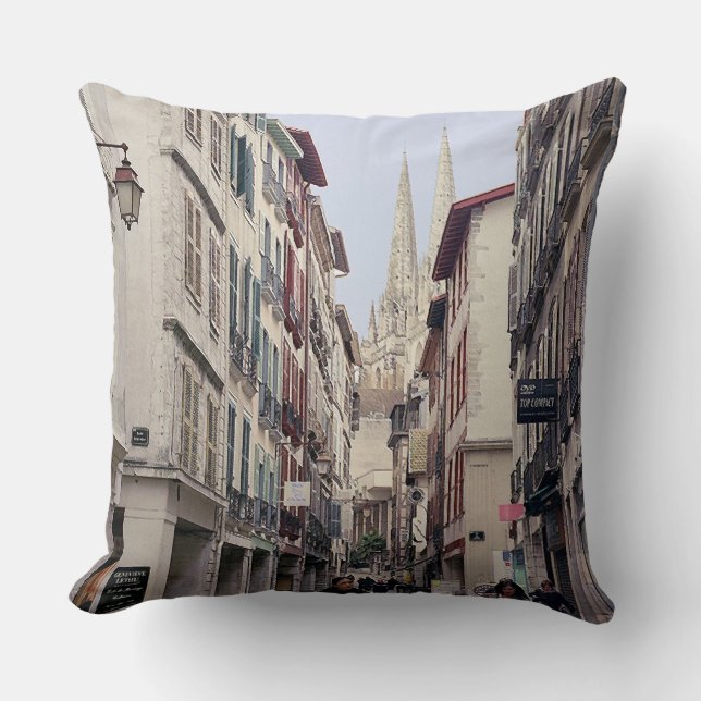 Street in Bayonne Throw Pillow (Front)