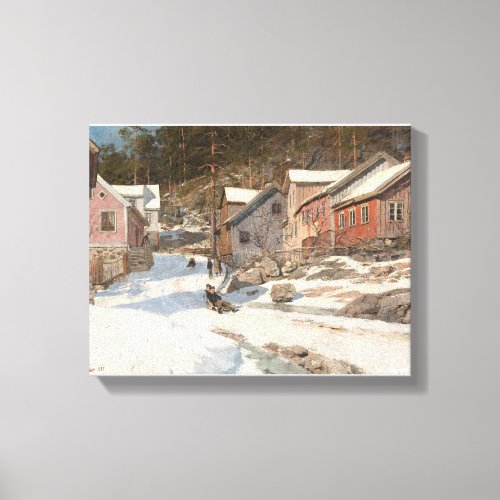 Street in Kragero by Frits Thaulow Norway Winter Canvas Print