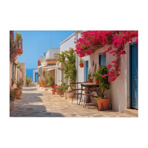 Street in Mediterranean Island Acrylic Wall Art