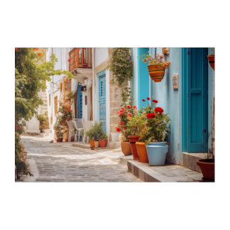 Street in Mediterranean Island Acrylic Wall Art