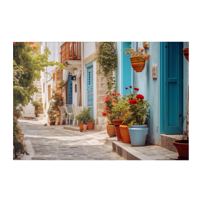Street in Mediterranean Island Acrylic Wall Art (Front)