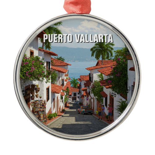 Street in Puerto Vallarta Mexico Travel Metal Ornament