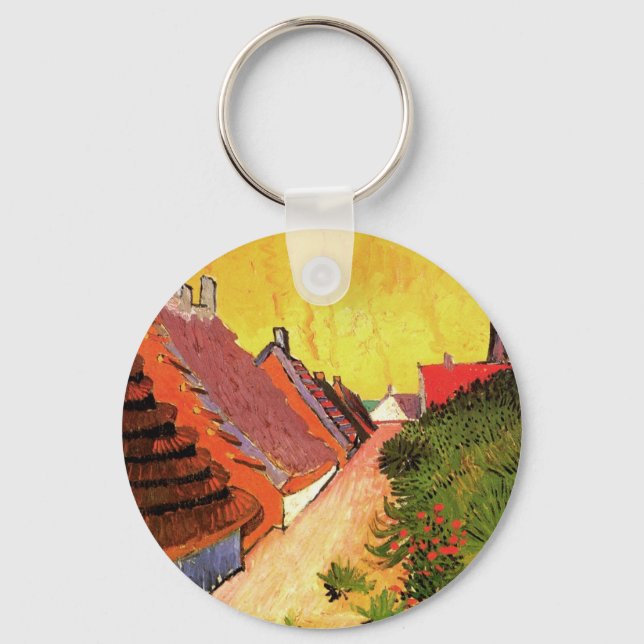 Street in Saintes Maries by Vincent van Gogh Keychain (Front)