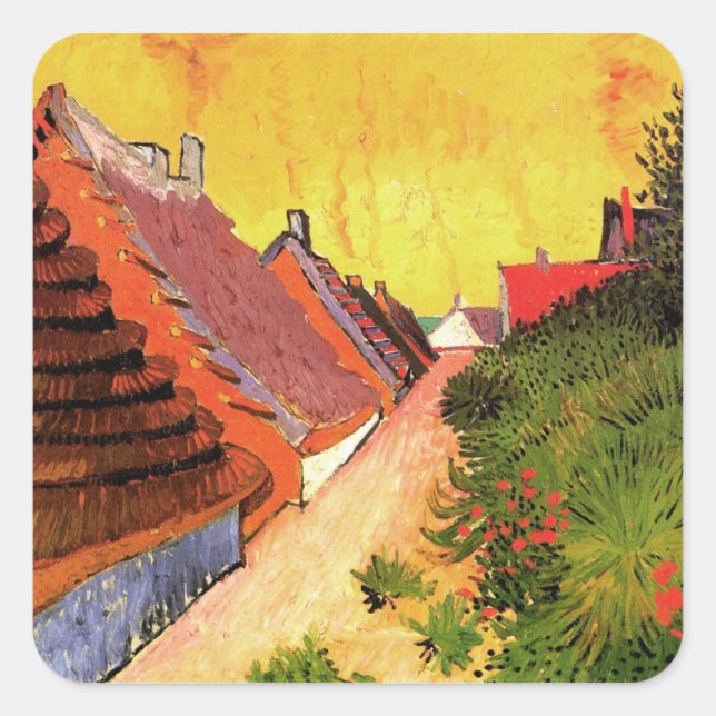 Street in Saintes Maries by Vincent van Gogh Square Sticker (Front)