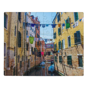Street in Venice with laundry washed clothes Italy Jigsaw Puzzle