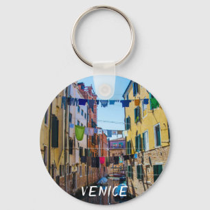 Street in Venice with laundry washed clothes Italy Keychain