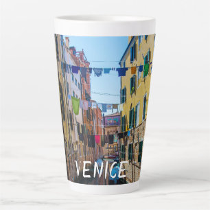 Street in Venice with laundry washed clothes Italy Latte Mug