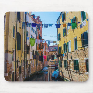 Street in Venice with laundry washed clothes Italy Mouse Pad