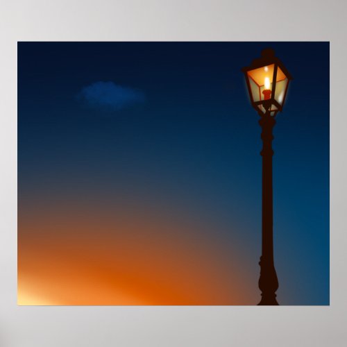 Street lamp at dawn lamp poster