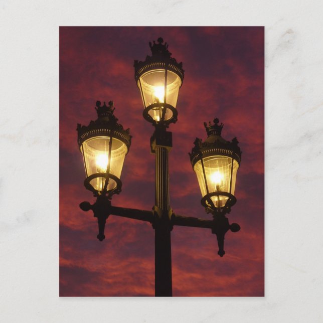 Street lamp lantern beautiful colorful sky postcard (Front)