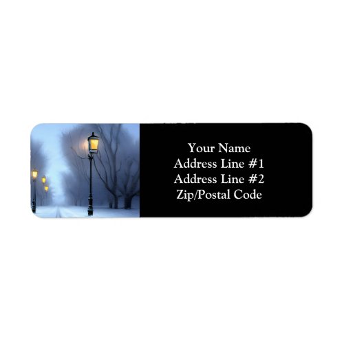 Street Lamps Glowing Winter Wonderland Label