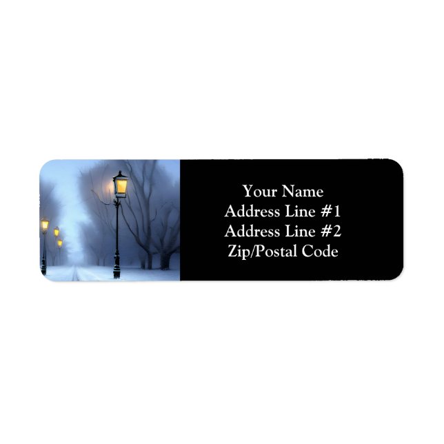 Street Lamps Glowing Winter Wonderland Label (Front)