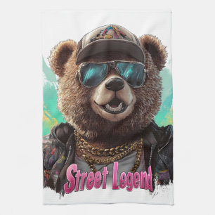 Street Legend Bear - Cool Graphic Design Kitchen Towel