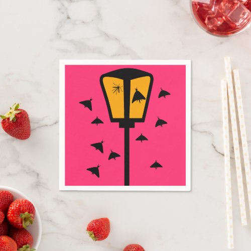 Street Light and Moths Paper Napkin