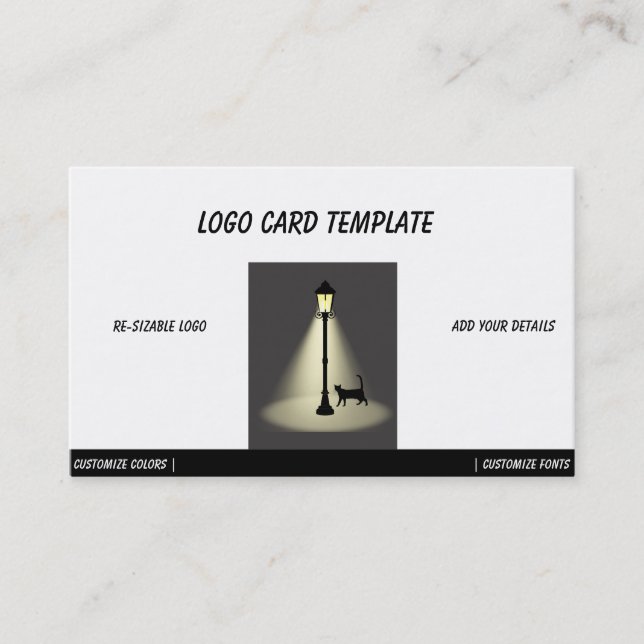 Street Light Cat Logo Business Card (Front)