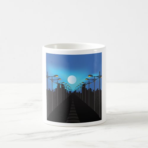 Street Lights And Moon Coffee Mug