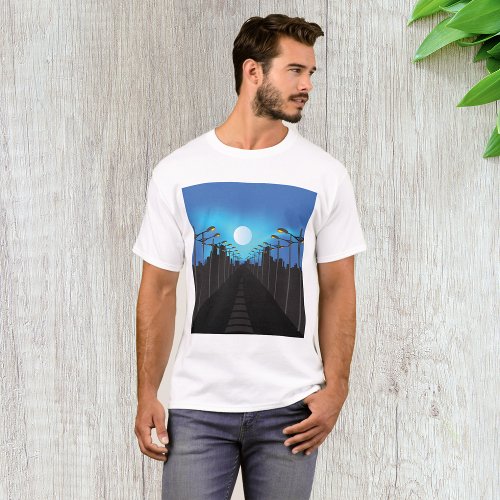 Street Lights And Moon T_Shirt
