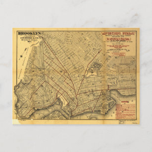 Street Map of Brooklyn, New York (1874) Postcard