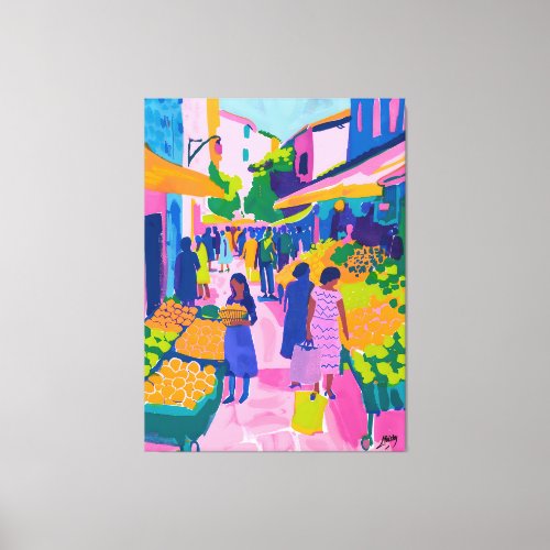 Street Market Vibrant Favista Art Canvas Print