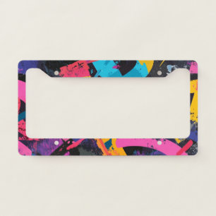 Street Mural with Layered Drips & Urban Color License Plate Frame