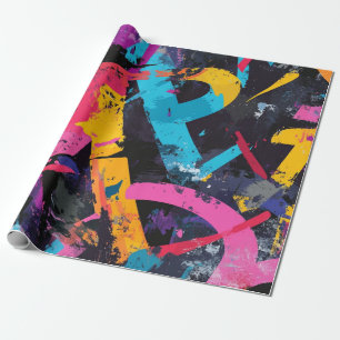 Street Mural with Layered Drips & Urban Color Wrapping Paper
