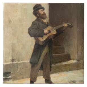 Street Musician With a Guitar (by Gerolamo Induno) Ceramic Tile