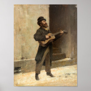 Street Musician With a Guitar (by Gerolamo Induno) Poster