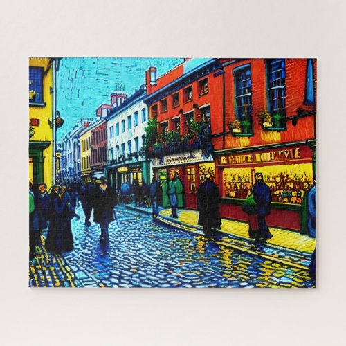 Street of Dublin Ireland Van Gogh Style  Jigsaw Puzzle