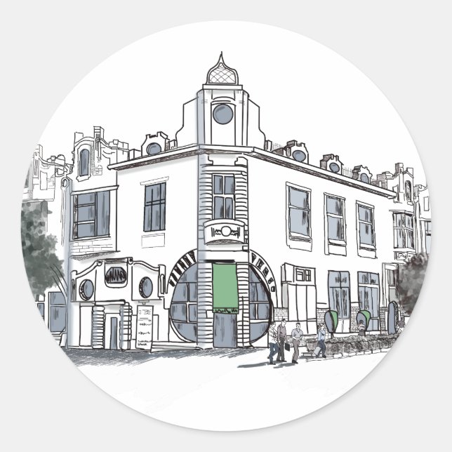 street of the old town classic round sticker (Front)