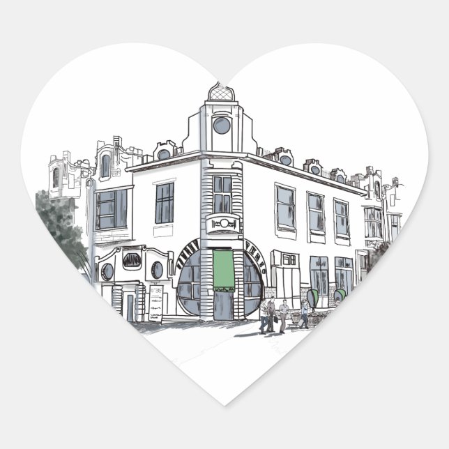 street of the old town heart sticker (Front)