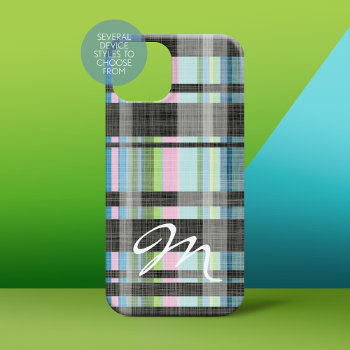 Street Plaid Pattern With Monogram Case-mate Iphone 14 Case by iphone_ipad_cases at Zazzle
