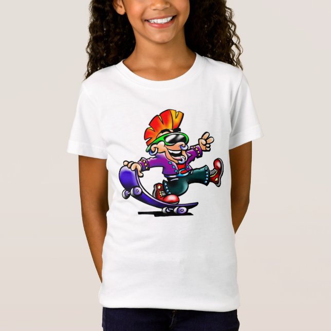 Street Punk On A Skateboard Girls T-Shirt (Front)