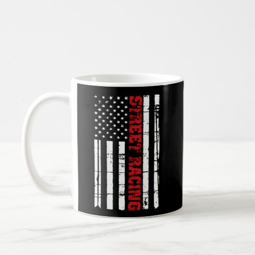 Street Racing Flag Outlaws Drag Race American Coffee Mug