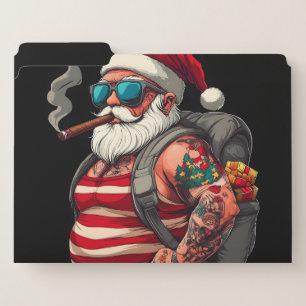 Street Rebel Tattooed Christmas Santa Claus File Folder