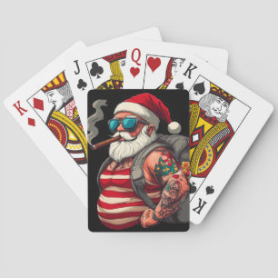 Street Rebel Tattooed Christmas Santa Claus Poker Cards