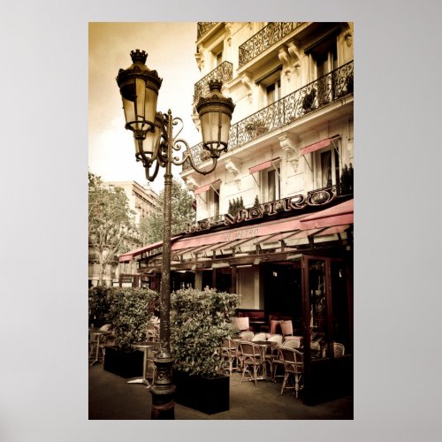 Street restaurant Paris France Poster