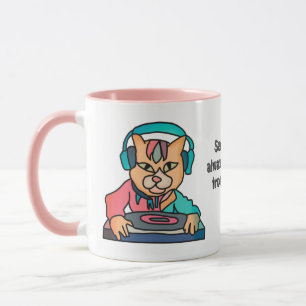 Street Retro Cat with Headphones Funny Mug