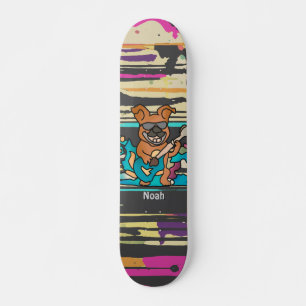 Street Retro Dog with Guitar Funny Skateboard