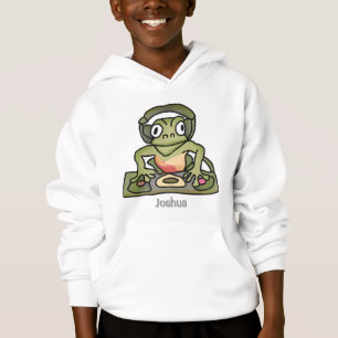 Street Retro Frog with Headphones   Funny Hoodie